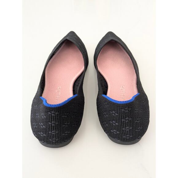 Rothy’s The Point Ballet Flats Black Pink Insole Size 8 Shimmer Clover Washable - Picture 4 of 8